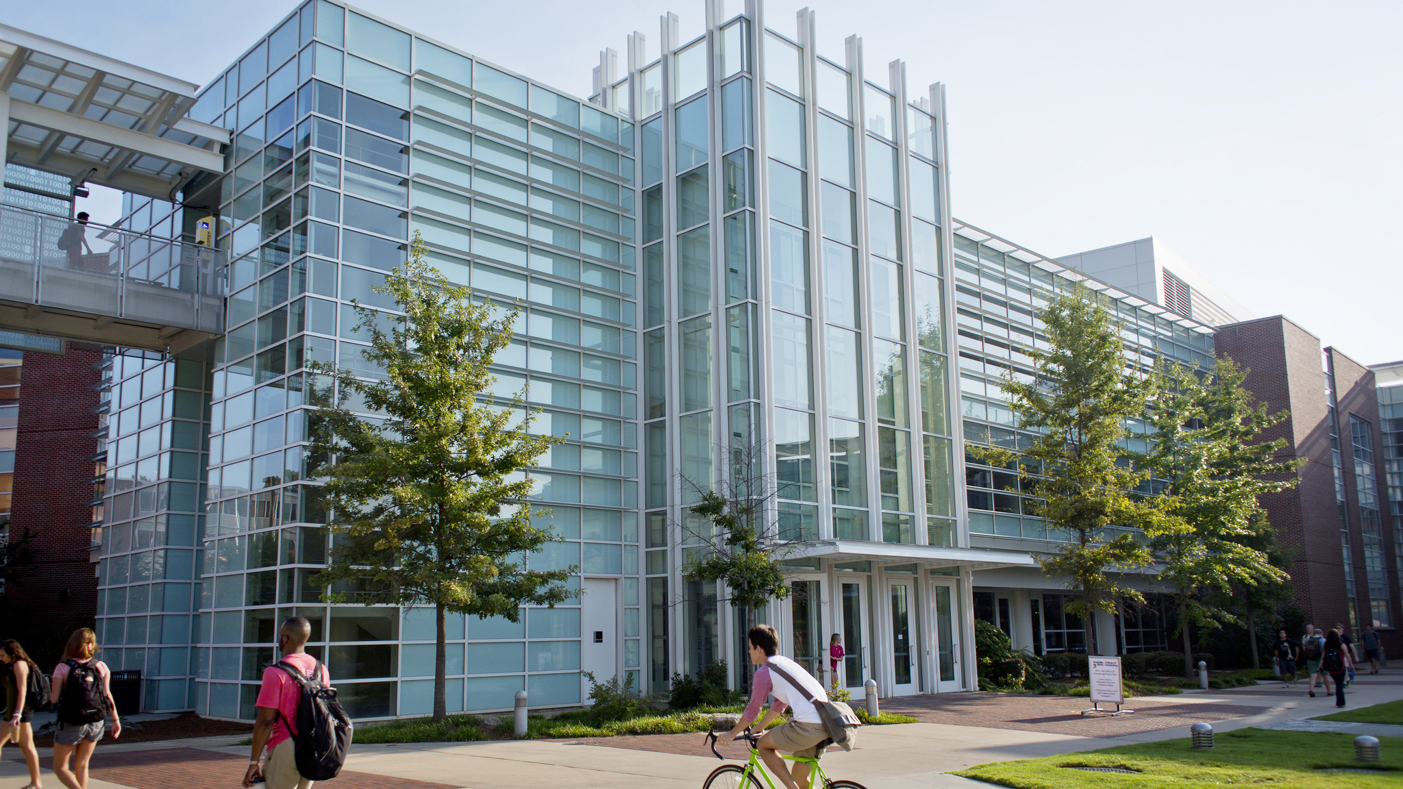 People walking in front of Klaus Building